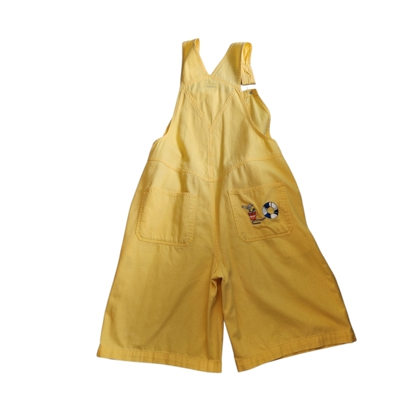 Mandal Bay Yellow Overall Shorts Womens Embroidered Pelican sz L - Picture 2 of 6